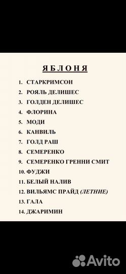 Саженцы плодовых и косточковых деревьев