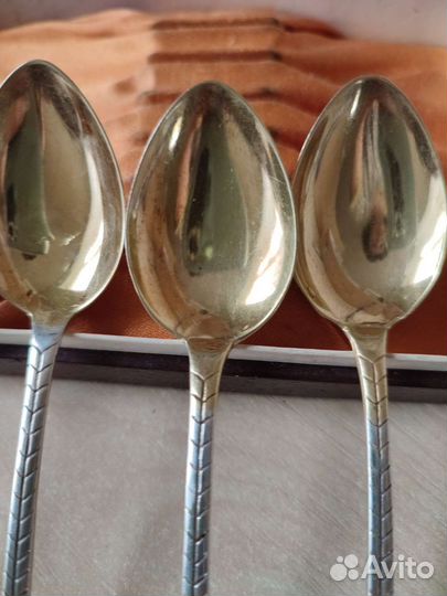 Ложки серебро 875 позолота комплект