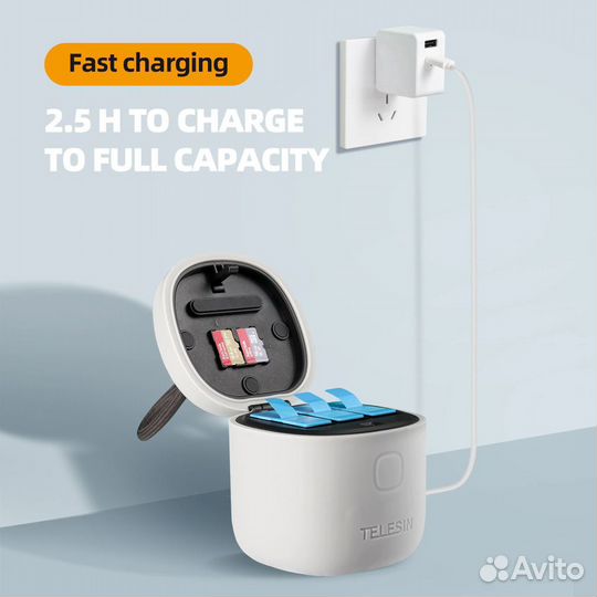 Влагозащитная зарядка GoPro 11/10/9 для акб GoPro