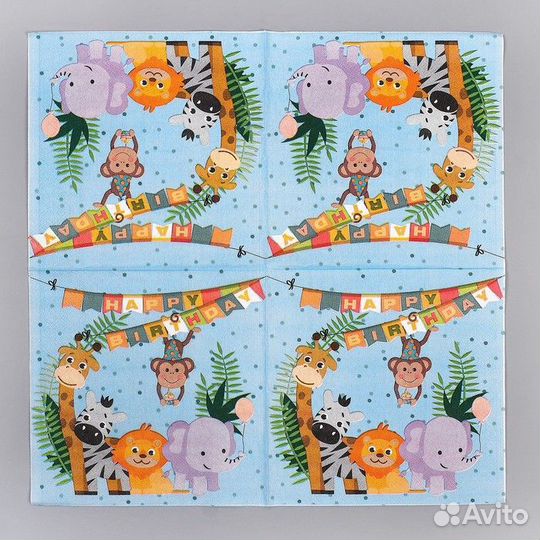 Салфетки бумажные «С днём рождения», 33х33 см, наб