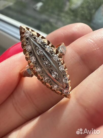 Золотое кольцо с бриллиантами Маркиза СССР 583пр