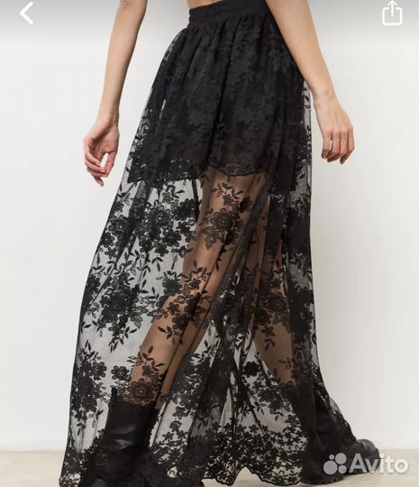 Юбка кружевная черная