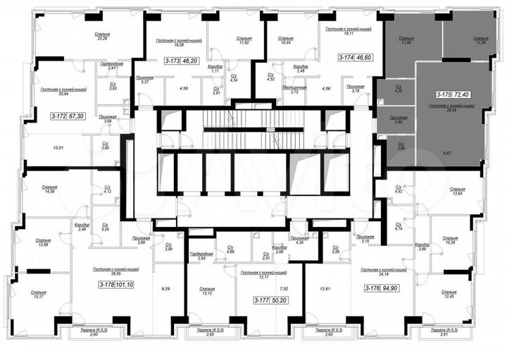 2-к. квартира, 72,4 м², 24/41 эт.