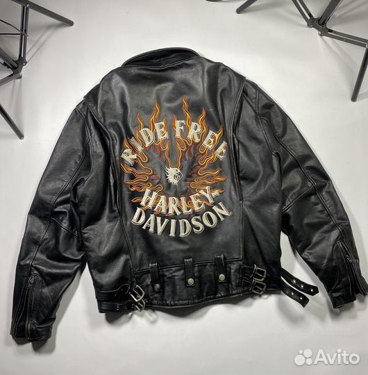 Кожаная мотокуртка Harley-Davidson, y2k vintage