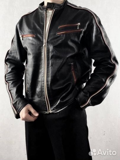 Винтажная кожаная куртка Diesel Мото винтаж 90 х
