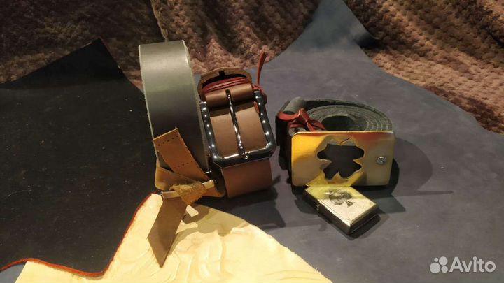 Мужской кожаный ремень ручной работы