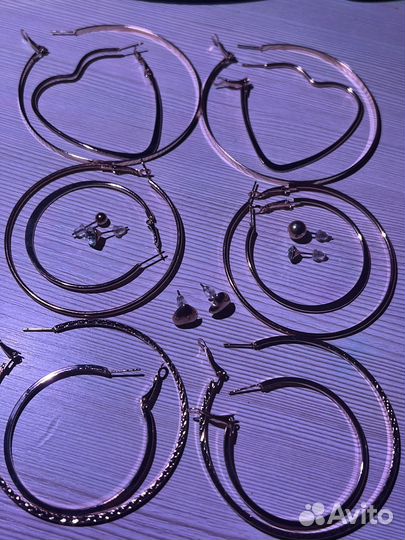 Серёжки кольца набор