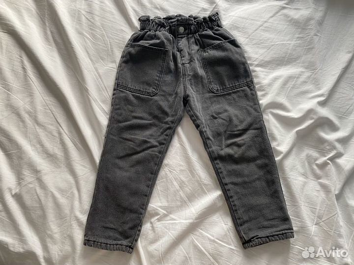 Джинсы zara 104 утепленные джинсы