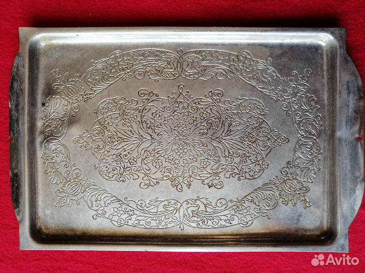 Советский ажурный поднос из нержавейки