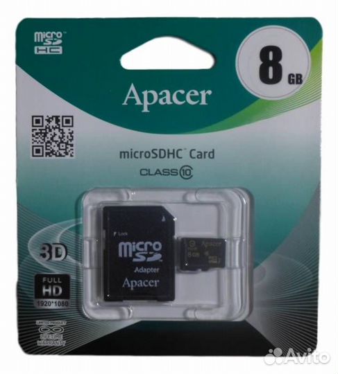Карта памяти microSD 8Gb Class 10 (с адаптером) mi