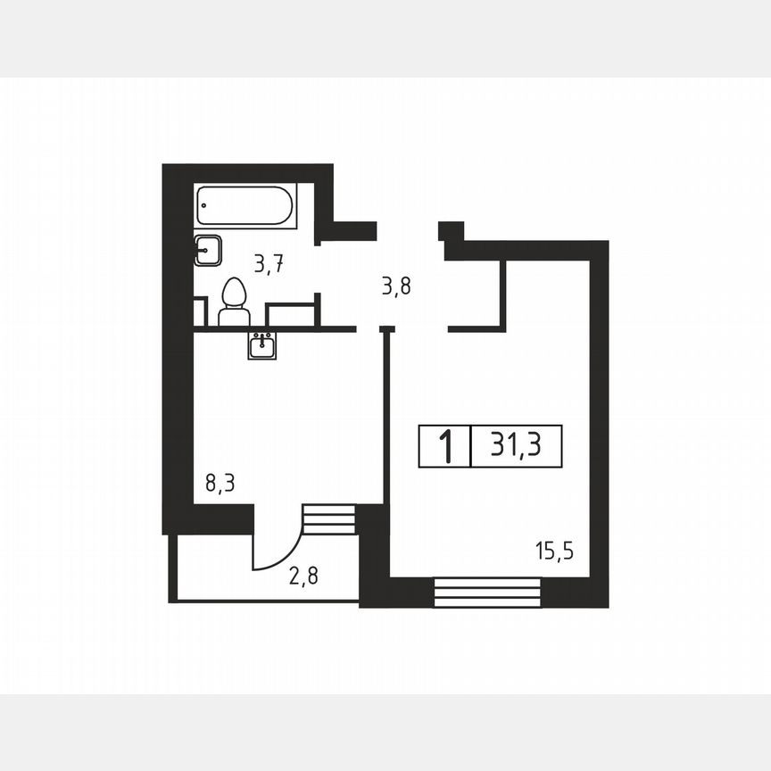 1-к. квартира, 31,3 м², 3/3 эт.