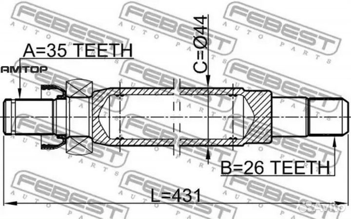 Febest 2112-gemt Полуось правая 26x431x35 febest 2