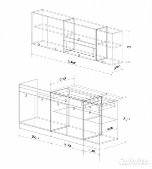 Кухонный гарнитур новый Виола 2 м с фабрики