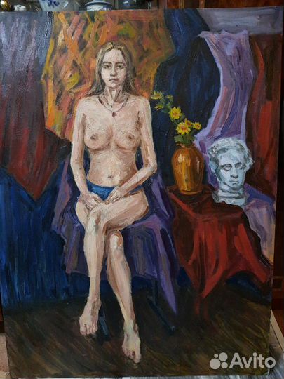 Картина маслом, обнаженная натура Девушка напротив