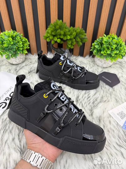 Кеды мужские Dolce Gabbana DG кожаные чёрные