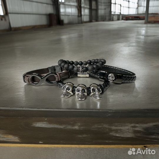 Кожаный мужской браслет