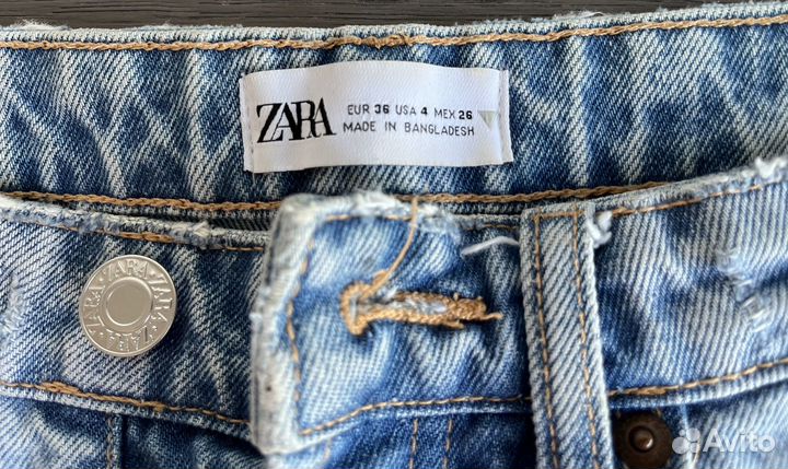 Джинсы Zara женские р.36-38голубые прямые