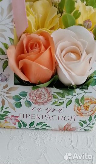 Букет из мыльных цветов (роза, камелия)