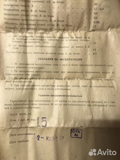 Лампы телевизора
