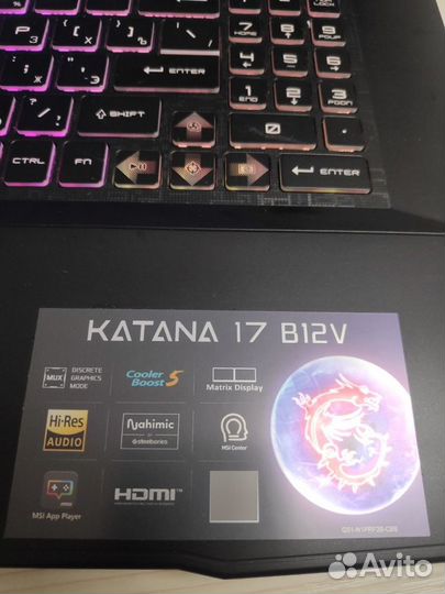 Игровой ноутбук msi katana 17 B12VFK