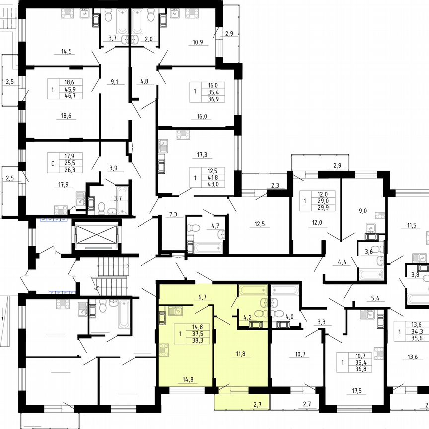 1-к. квартира, 37,5 м², 1/8 эт.