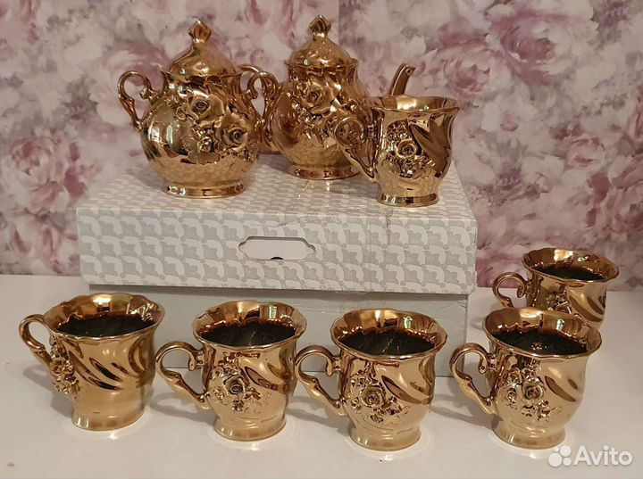 Чайный сервиз золотая роза