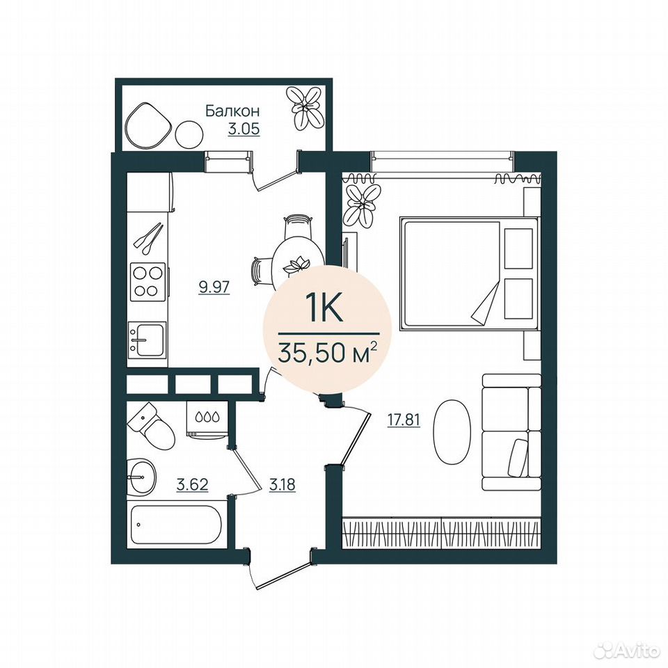 1-к. квартира, 35,5 м², 4/12 эт., Херсон