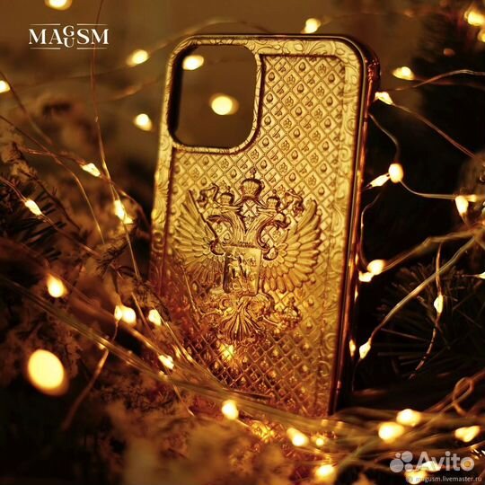 Ювелирный чехол Russia Gold на iPhone 13 PRO Max