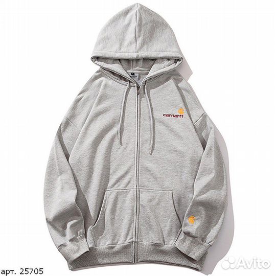 Худи Carhartt double logo серое