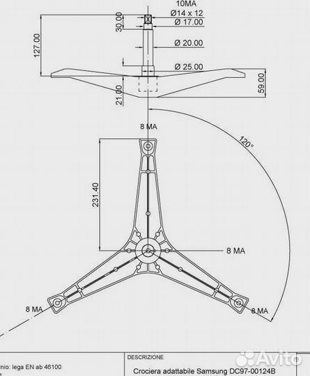 Крестовина барабана samsung DC97-00124B