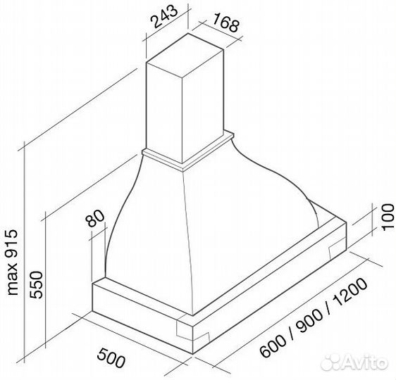 Вытяжка falmec iris gardenia 120 frassino grezzo (600) S cgan20.00#frab461F