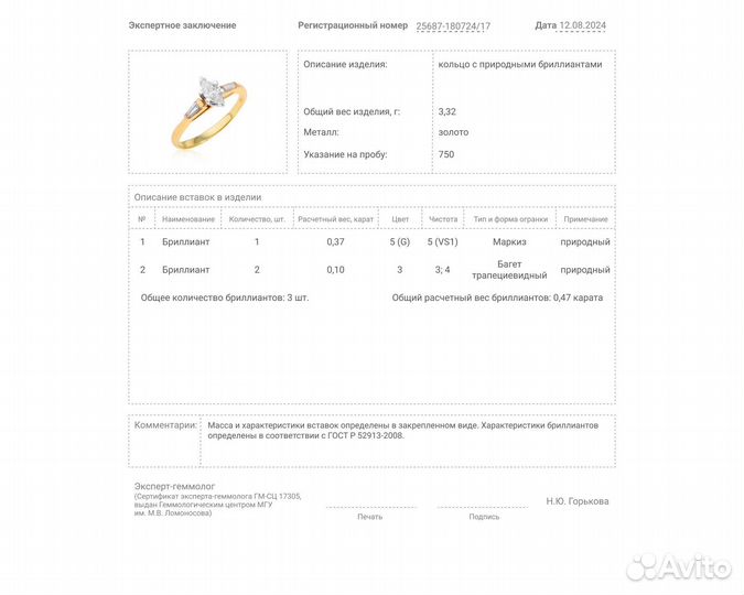 Золотое кольцо с бриллиантами 0.47ct