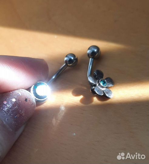 Пирсинг для пупка 2 шт, медицинская сталь