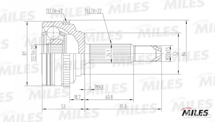 ШРУС chevrolet aveo 1.2/1.4 02- нар.(ABS)