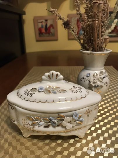 Шкатулка и вазочка Кисловодский фарфор