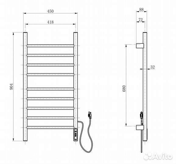 Полотенцесушитель электрический Wonzon & Woghand WW-AL409-MW Белый матовый