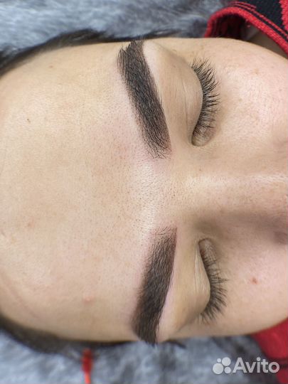 Перманентный макияж пудровые брови коррекция