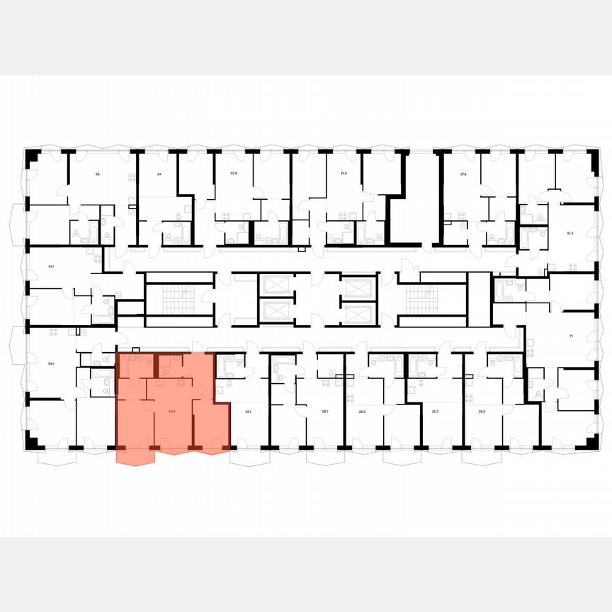 2-к. квартира, 53,5 м², 3/31 эт.