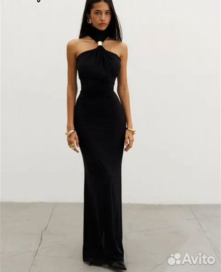 Платье черное длинное