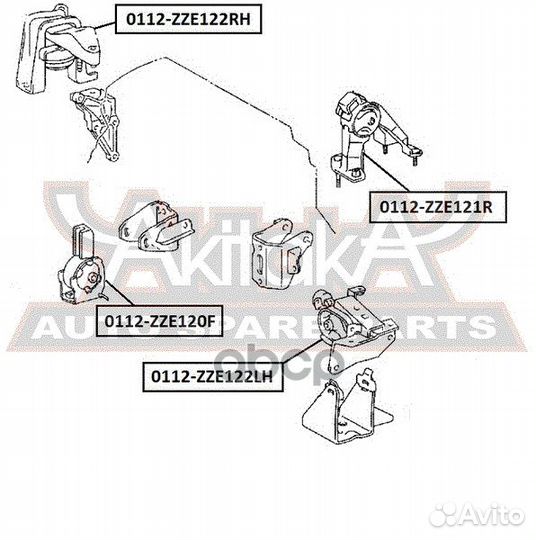 Подушка двигателя прав 0112ZZE122RH asva