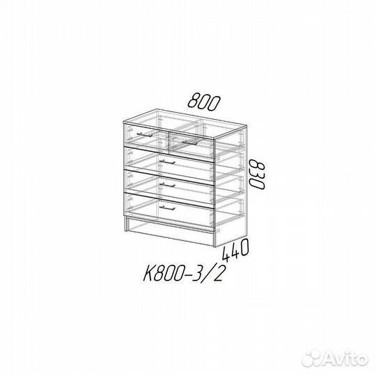 Комод К800 3/2 - Белый гладкий