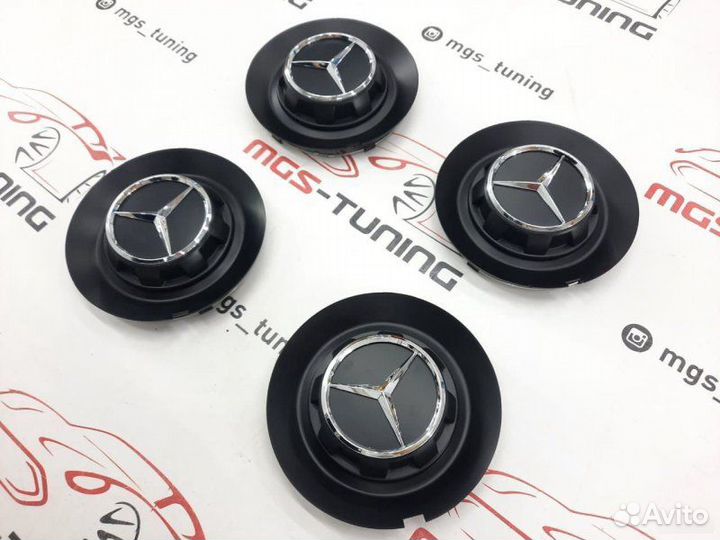 Колпачки монолит Mercedes тарелка black 146мм 4 шт