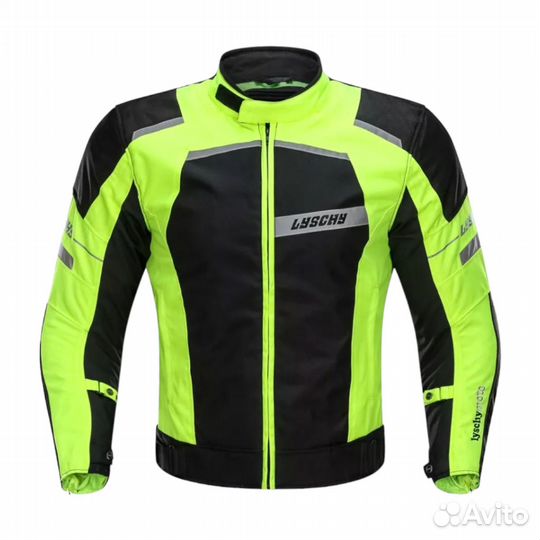 Мотокуртка Lyschy Ly610 черно-салатовая