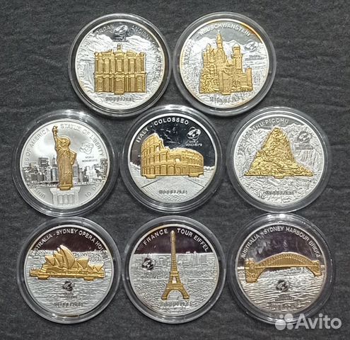Монеты О. Кука Мировые памятники 3D Серебро