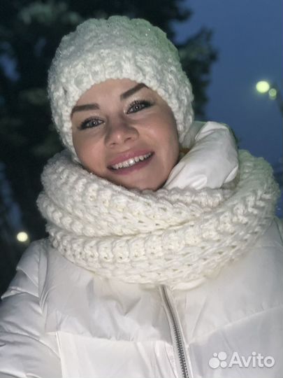 Комплект шапка и шарф снуд теплые