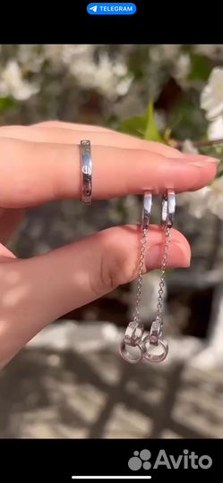 Серьги кольцо кулон цепочка серебро 925