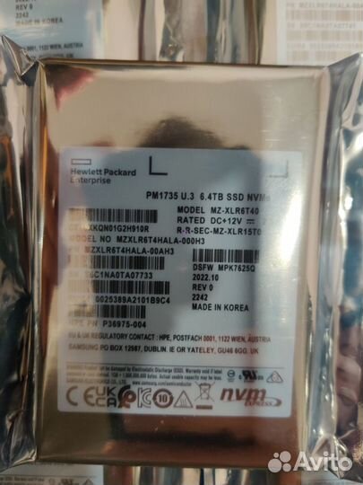 Samsung pm1735 6.4Тб ssd nvme U.3 / HPE