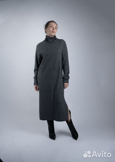 Платье свитер кашемир и меринос цвет графит