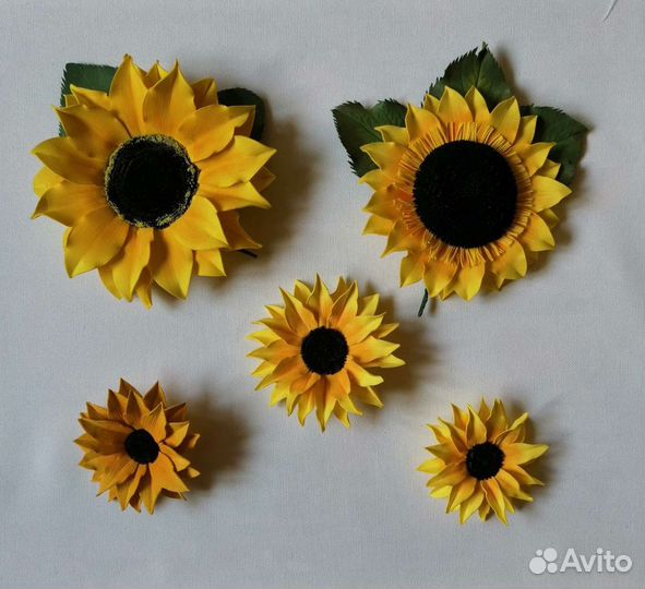 Броши из фоамирана. Подсолнух