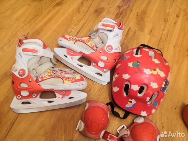 Ролики-коньки детские шлем и защита